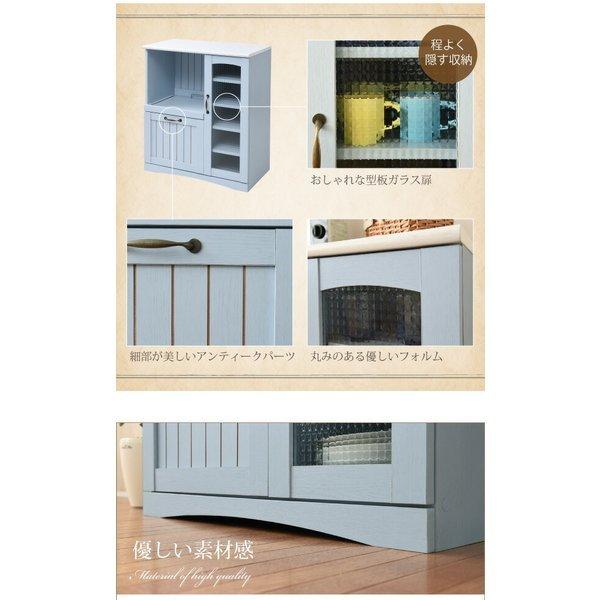 フレンチカントリー キッチンカウンター レンジ台 幅 75 高さ 90 スライド棚 付 コンセント 付 キッチン収納 収納 棚 ガラス扉 姫 シャビーシック カントリー_11
