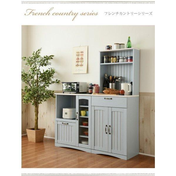 フレンチカントリー キッチンカウンター レンジ台 幅 75 高さ 90 スライド棚 付 コンセント 付 キッチン収納 収納 棚 ガラス扉 姫 シャビーシック カントリー_15