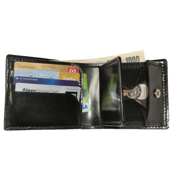 クロコダイル 二つ折り財布 内側 ホーウィン社シェルコードバン