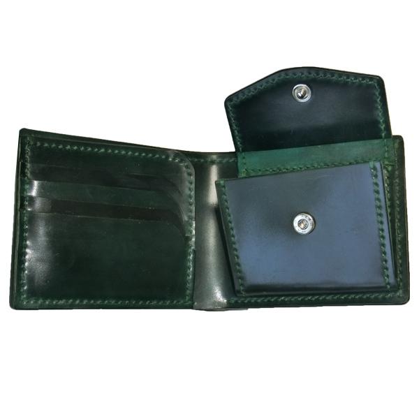 クロコダイル 二つ折り財布 内側 ホーウィン社シェルコードバン