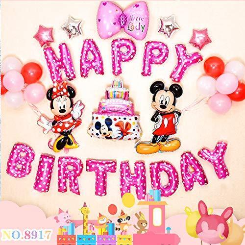 無料長期保証 ミッキー 誕生日 飾り付け パーティー セット ピンク 女の子 可愛い ディズニー 2 Happy Birthday バナー ガーランド バルーン 風 Aynaelda Com