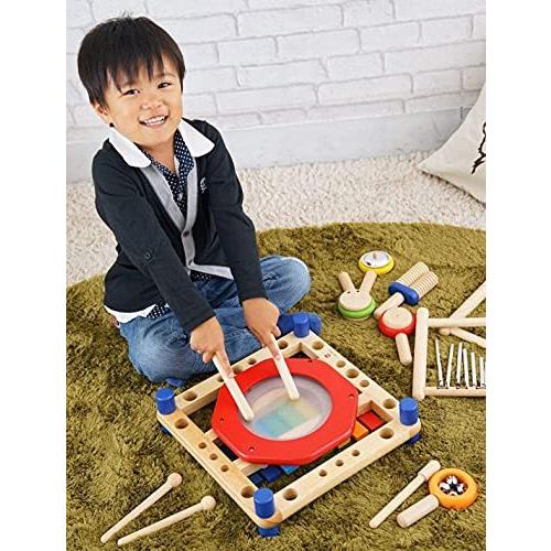 エデュテ限定ガイドブック付き 木のおもちゃ ミュージックステーション 太鼓 木琴 マラカス 太鼓 カスタネット 子供部屋家具 トライアングル トライアングル ハンドベル ギロ チャイム S 2522 From Lake Shop