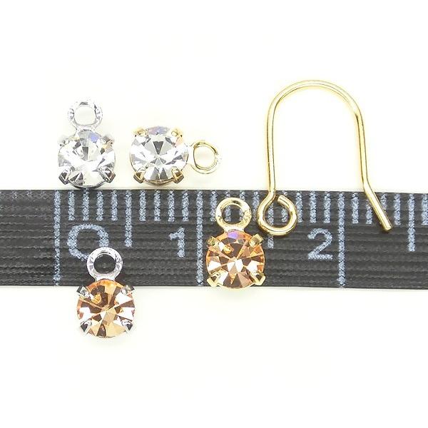 ラインストーン チャーム 5個入 4mm クリスタルストーン ピーチ