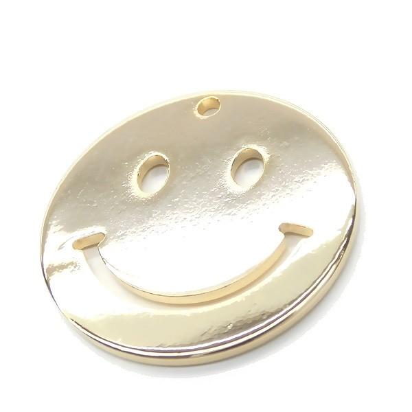 チャームパーツ 2個入 Gold Smile 15mm スマイル ニコちゃんパーツ に