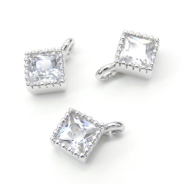 チャームパーツ 2個入 Square 3mm Cubiccharm スクエア 四角 キュービックジルコニア  Cubic zirconia クリスタル｜ya-partsland｜03