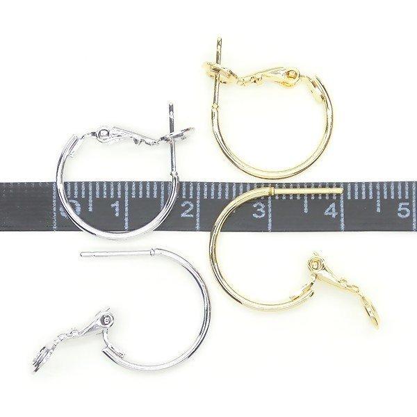 送料無料 ピアスパーツ 2ペア キャッチレス17mm バネ式 フープ ピアス 
