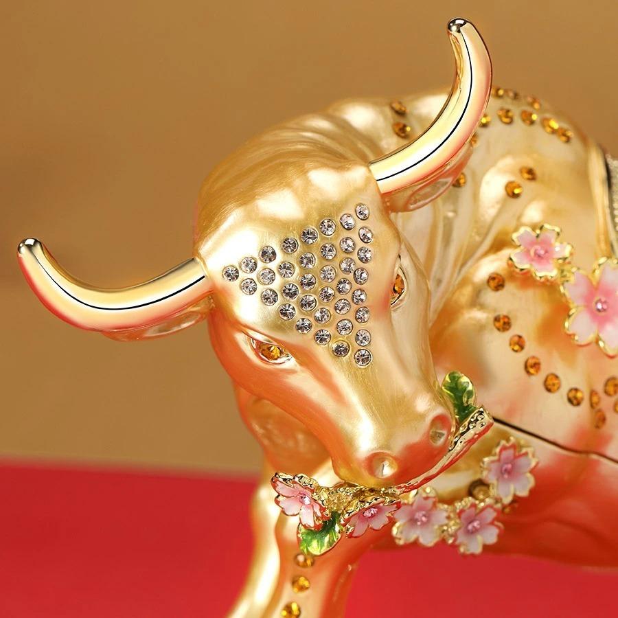 【正規品】 金福 宝丑 牛 さくら 小物入れ おしゃれ アクセサリー 収納 アクセサリーケース 置物 インテリア 雑貨 北欧 かわいい 動物 グッズ 干支 ピィアース_9