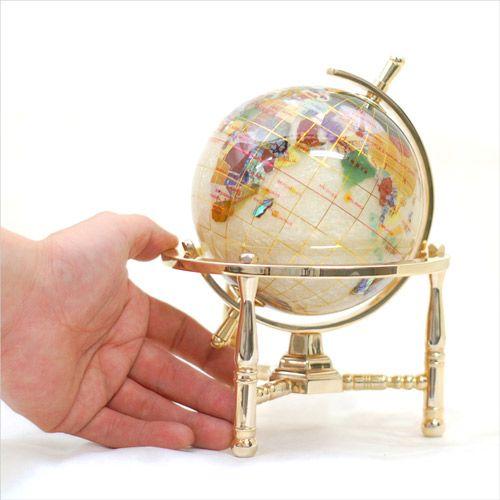 天然石地球儀 ピィアース オブジェ 3脚 天然石 地球儀 3脚地球儀