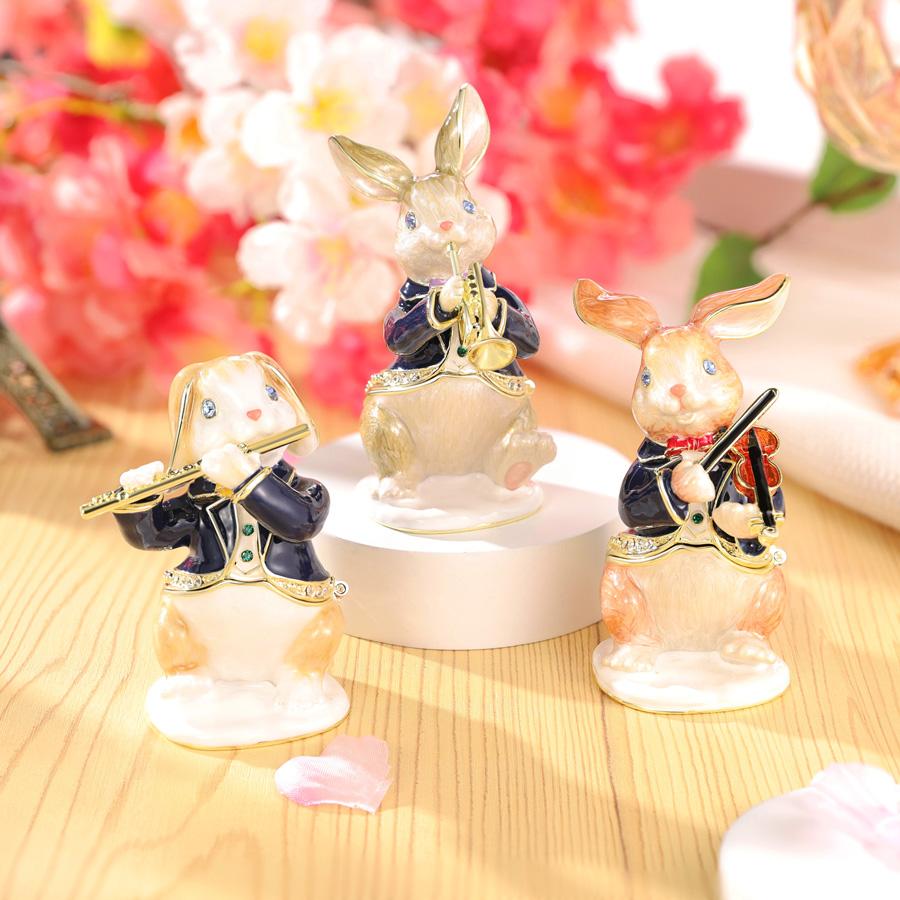 【ガラスケース付き】ウサギのオーケストラ置物セット 東京銀座PICALS 【正規品】うさぎの楽器シリーズ 音楽隊 ウサギ