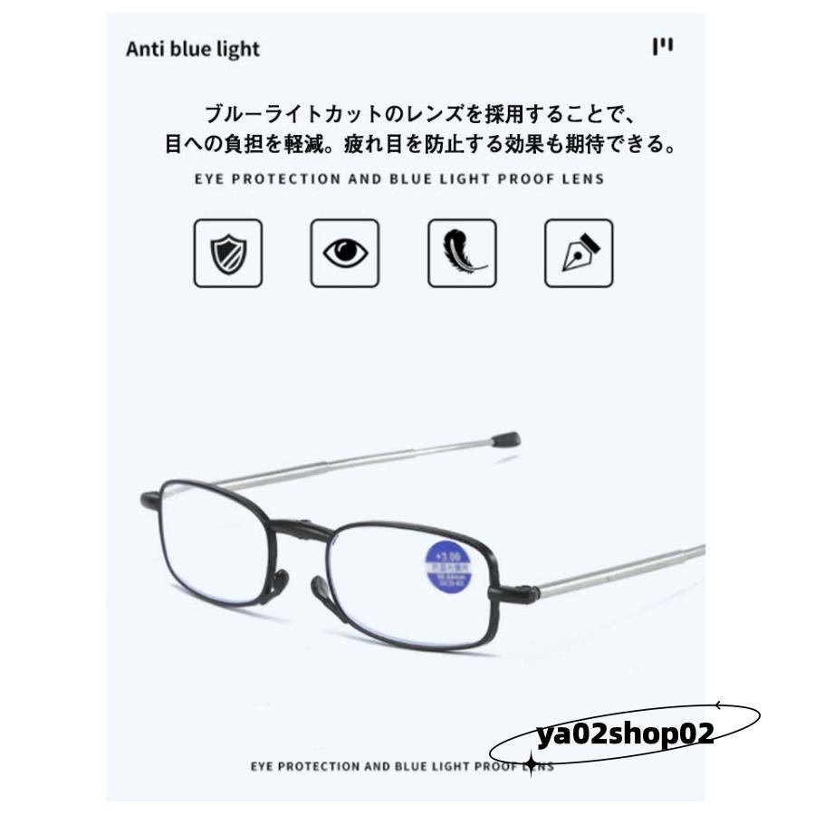 折り畳み 老眼鏡 コンパクト 軽量 ブルーライトカット シニアグラス