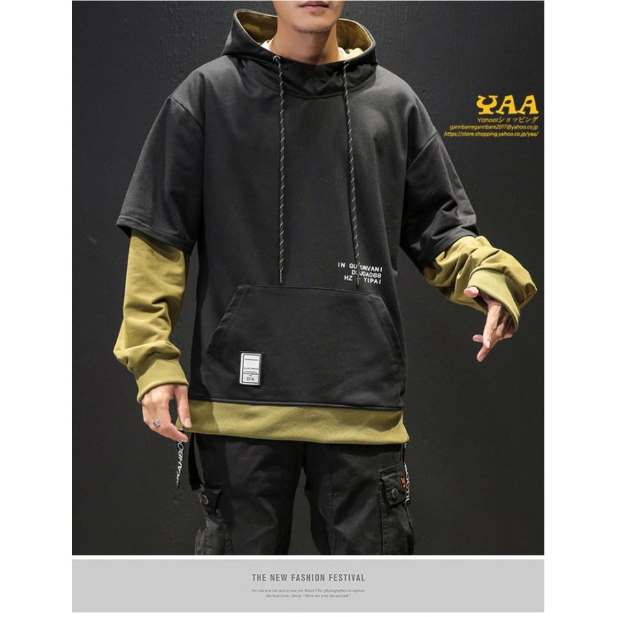メンズ パーカー プルオーバーパーカー トップス 春服 春物 切り替え 長袖 パーカ フード Parka メンズパーカー ストリート系 B Yaa 通販 Yahoo ショッピング
