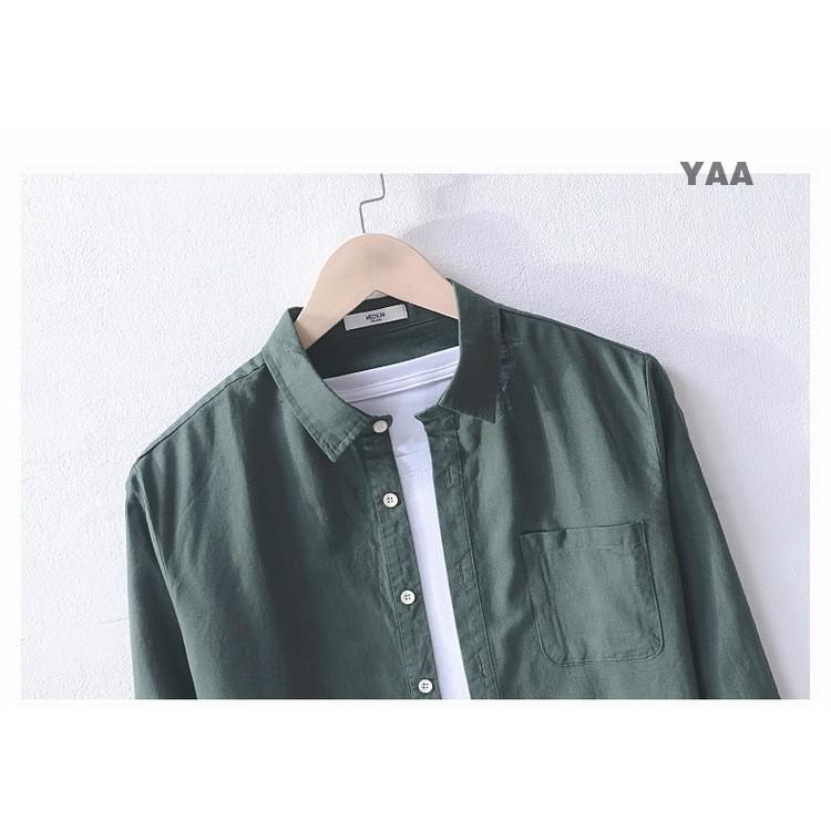 シャツ メンズ リネンコットン 綿麻 リネンシャツ カジュアルシャツ