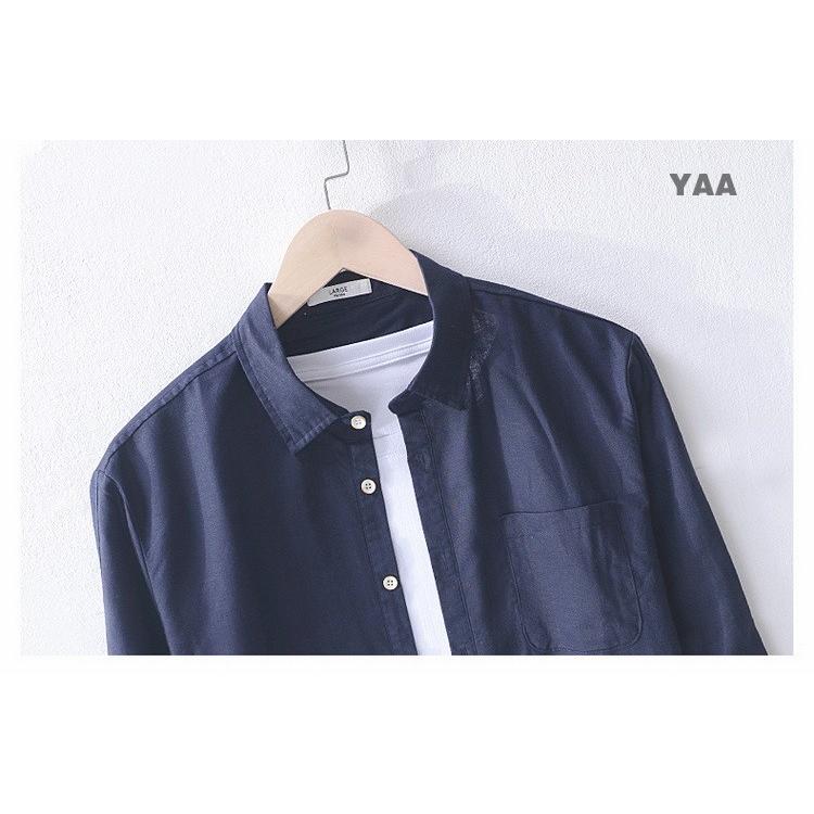 シャツ メンズ リネンコットン 綿麻 リネンシャツ カジュアルシャツ