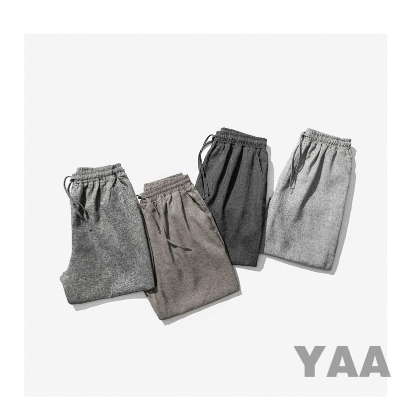 ワイドパンツ メンズ サルエルパンツ 綿麻パンツ イージーパンツ