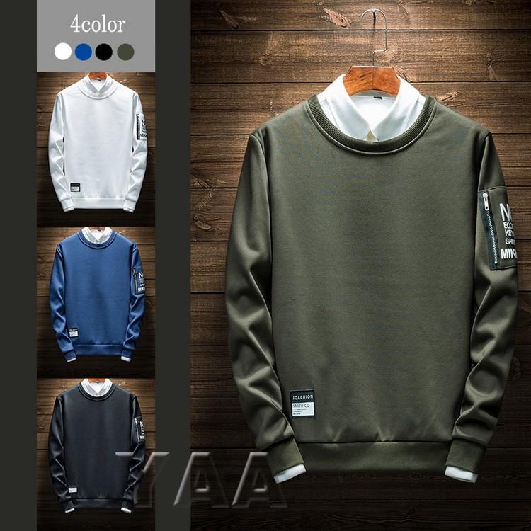 トレーナー メンズ 長袖 トップス クルーネック スウェット 春物メンズ ルームウエア 部屋着 秋冬 春服 02 Yaa 通販 Yahoo ショッピング