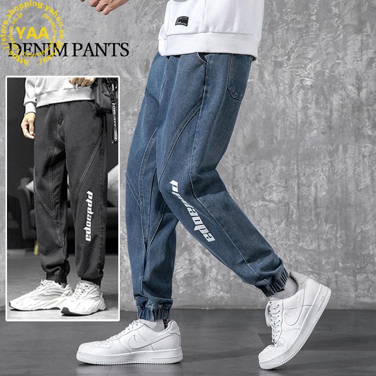 ジーンズ デニムパンツ メンズ スリムパンツ リラックス 英語プリント デニム ボトムス ズボン 秋 冬 リラックスデニム Bg Yaa 通販 Yahoo ショッピング