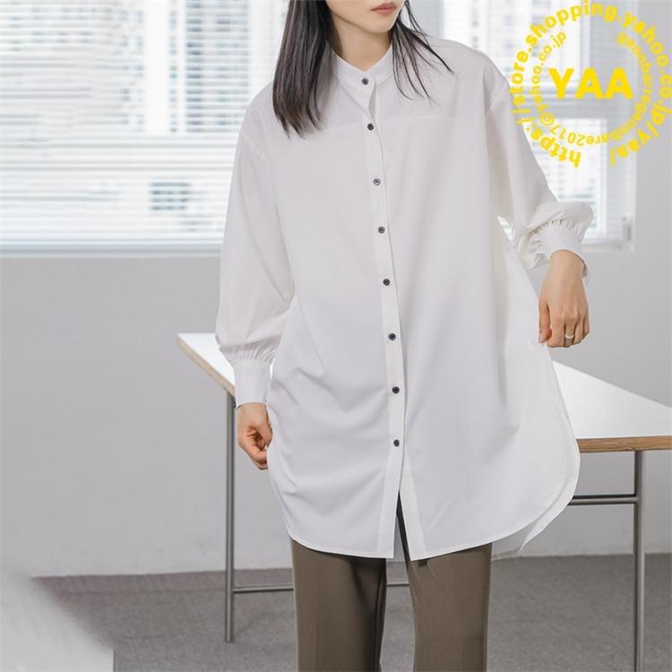 シャツ レディース ロング丈 チュニック ブラウス 長袖シャツ