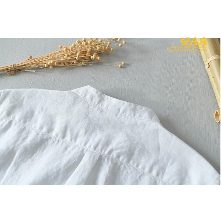 【未使用に近い★レア】MHL麻リネン混 半袖シャツ★アームベルト袖捲りホワイト白 洗える/S-LL/UV/吸水速乾】洗濯後しわになりにくいリネン