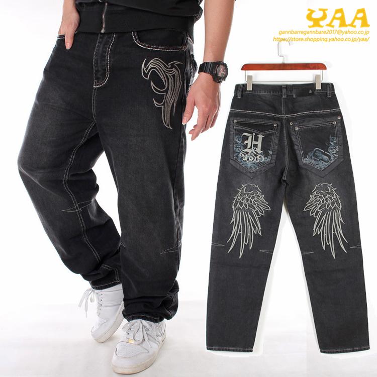 バギーパンツ メンズ きれいめ 刺繍 ジーンズ デニムパンツ ワイドパンツ ロング丈 ボトムス 大きいサイズ ヒップホップ ストリート 63 以上節約
