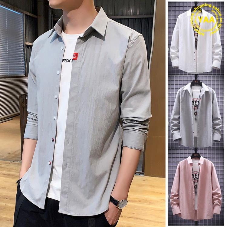 カジュアルシャツ メンズ シャツ トップス 白シャツ ワイシャツ ビジネスカジュアル 長袖シャツ 無地 細身 10代 代 30代 C Yaa 通販 Yahoo ショッピング