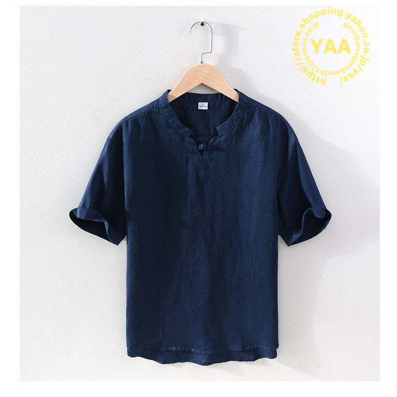 リネンシャツ 半袖シャツ メンズ プルオーバーシャツ 白シャツ