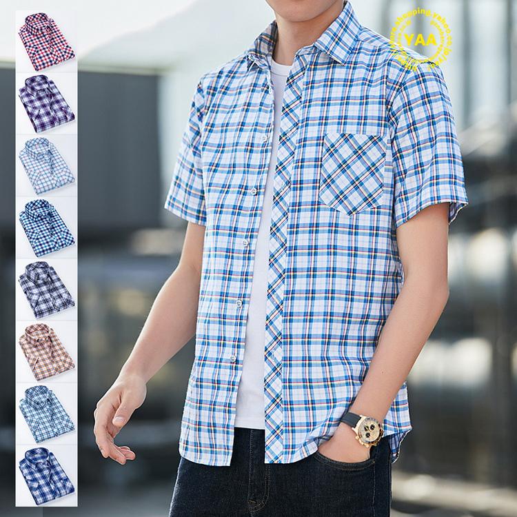 チェックシャツ メンズ 半袖シャツ カジュアルシャツ ビジネス シャツ トップス スリム 通勤 夏 D Yaa 通販 Yahoo ショッピング