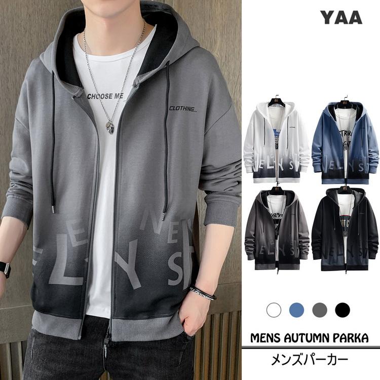 ジップアップパーカー メンズ パーカー 春服 春物 トップス きれいめ ロゴ 長袖 グラデーション 22 春 秋 新作 D0309 Yaa 通販 Yahoo ショッピング