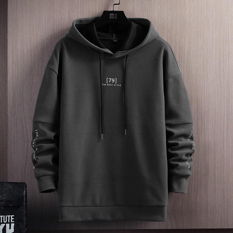 メンズ グレー裏起毛パーカー（プルオーバー）・ブラックTシャツ 2点セット【L】 218428_m01.jpg