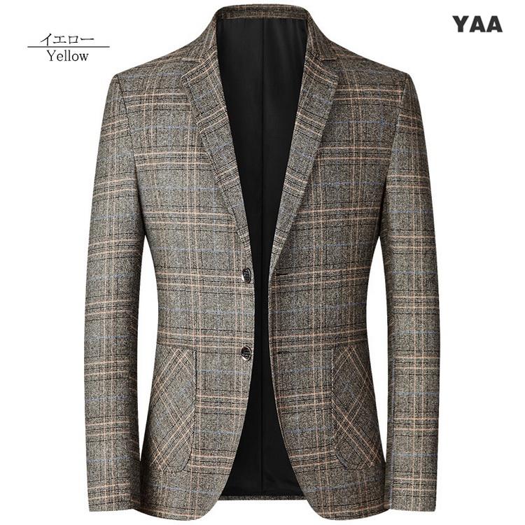 メンズ ジャケット テーラードジャケット ビジネス カジュアル チェック柄 春 秋 冬用 暖かい ジャケット 2つボタン 通勤 通学ストレッチ ブレザ スーツジャケット メンズ チェック柄 ブレザー テーラードジャケット