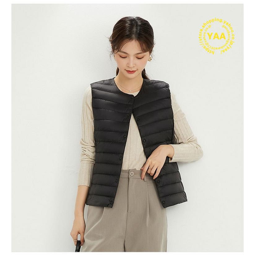 ダウンベスト レディース インナーダウン ベスト ノーカラー 2way首元