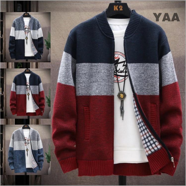カーディガン メンズ ニットカーディガン ジャケット ジップアップ セーター アウター 防寒 春 秋 お兄系 暖かい 在庫限り