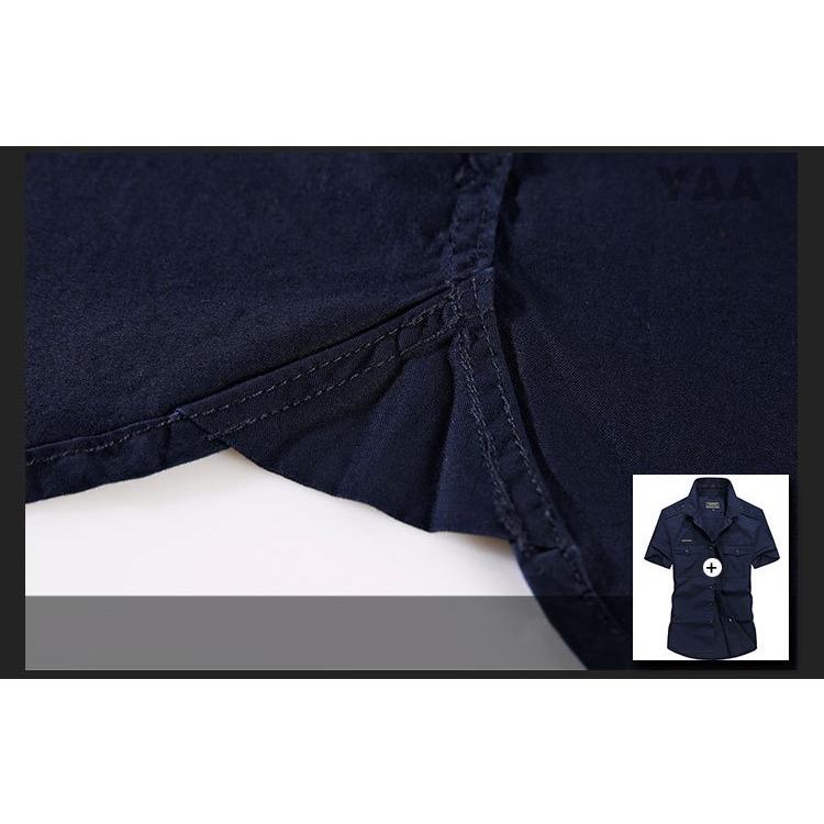 FDMTL / PLEATED MILITARY S/S SHIRT/半袖シャツ/3/ポリエステル/NVY/無地 ミリタリー ワークシャツ 半袖シャツ メンズ シャツ 無地 カジュアル