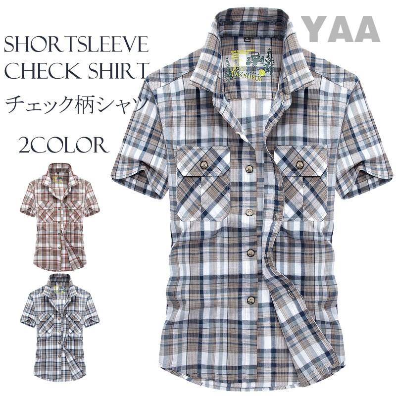 メンズ チェックシャツ 半袖 カジュアルシャツ ストレッチ おしゃれ お兄系 ファッション 夏物 新作 Dxc019 Yaa 通販 Yahoo ショッピング