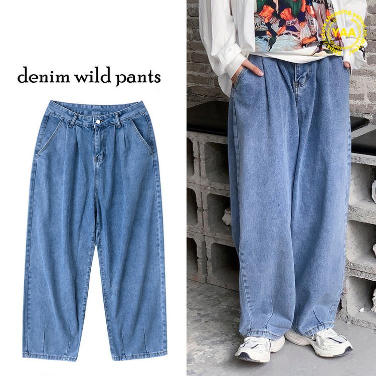 ワイドパンツ レディース メンズ バギーパンツ ジーンズ デニムパンツ ボトムス ロングパンツ 男女兼用 秋夏 10代 代 30代 E Yaa 通販 Yahoo ショッピング