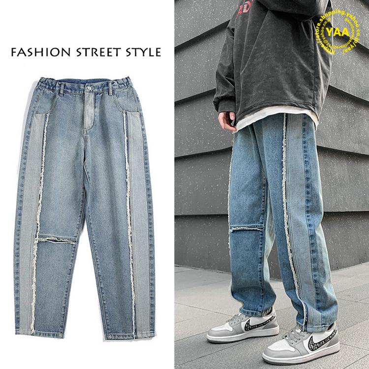 きれいめパンツ メンズ ジーンズ Jeans デニムパンツ 切り替え ウォッシュ ストリート系 10代 代 30代 一流の品質