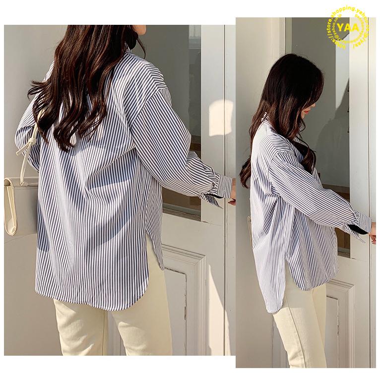 レディース シャツ ストライプシャツ トップス 長袖 大きいサイズ ゆったり コーデ 春夏 17激安通販