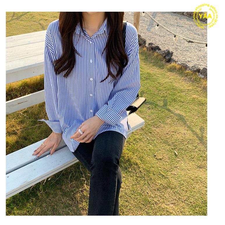 レディース シャツ ストライプシャツ トップス 長袖 大きいサイズ ゆったり コーデ 春夏 17激安通販