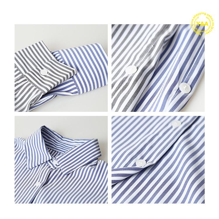 レディース シャツ ストライプシャツ トップス 長袖 大きいサイズ ゆったり コーデ 春夏 17激安通販