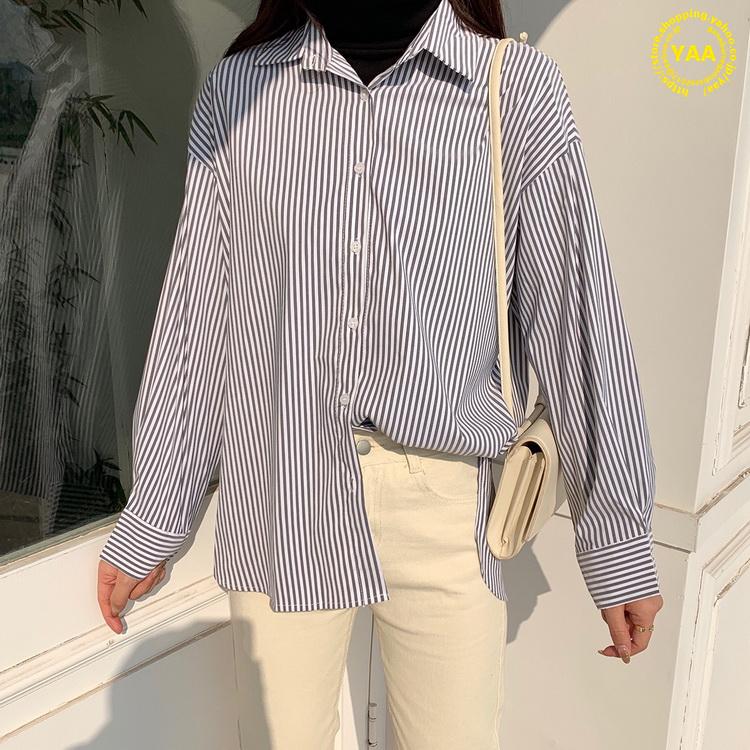 レディース シャツ ストライプシャツ トップス 長袖 大きいサイズ ゆったり コーデ 春夏 17激安通販