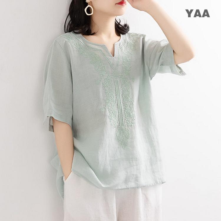 MINA PERHONEN 花柄刺繍 五分袖チュニック 楽天市場】【送料無料】刺繍 ブラウス チュニック Tシャツ