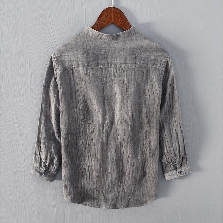 eskandar リネン100% シャツ 麻 ホワイト オーバーサイズ シワ加工 eskandar リネン100% シャツ 麻 ホワイト オーバーサイズ シワ