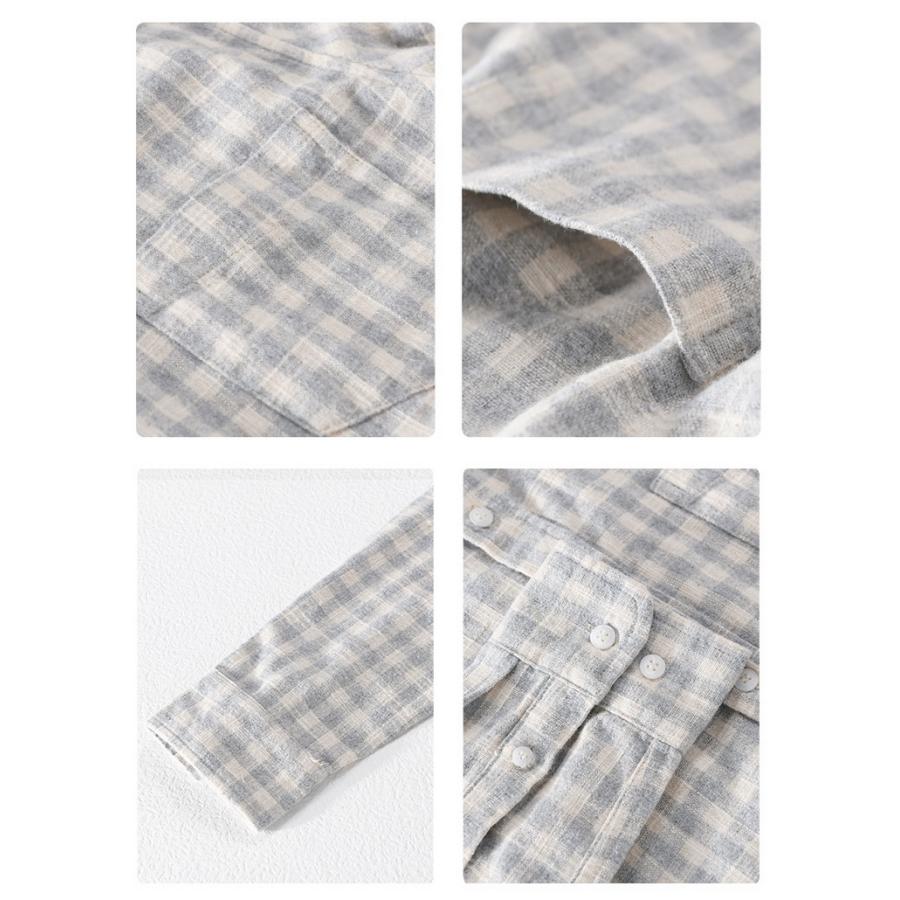 ネルシャツ チェックシャツ ボタンダウンシャツ カジュアルシャツ 長袖 100%綿 秋冬 メンズ ファッション |  | 14