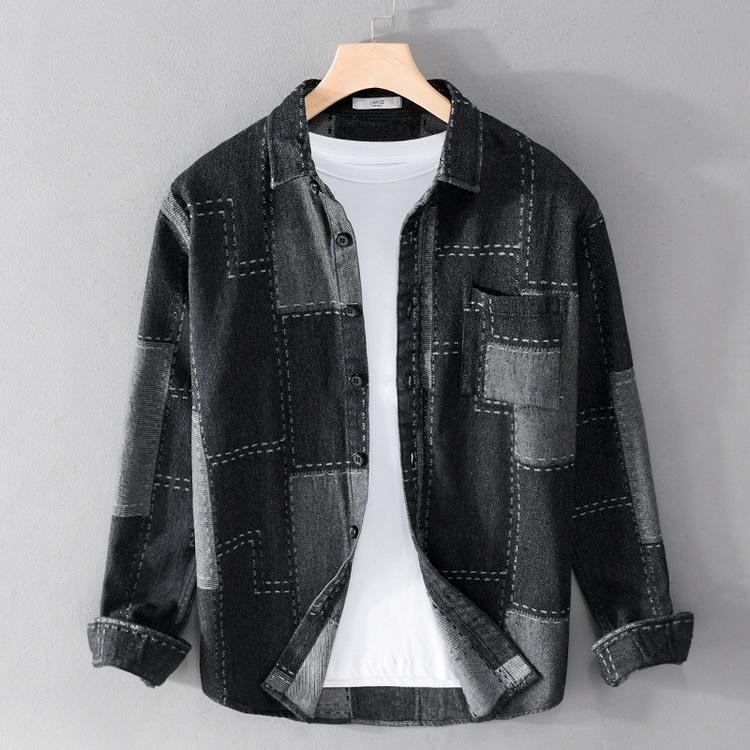 ダンガリーシャツ メンズ シャツ デニムシャツ カジュアルシャツ トップス チェック柄 長袖 秋服 秋物 父の日 | 