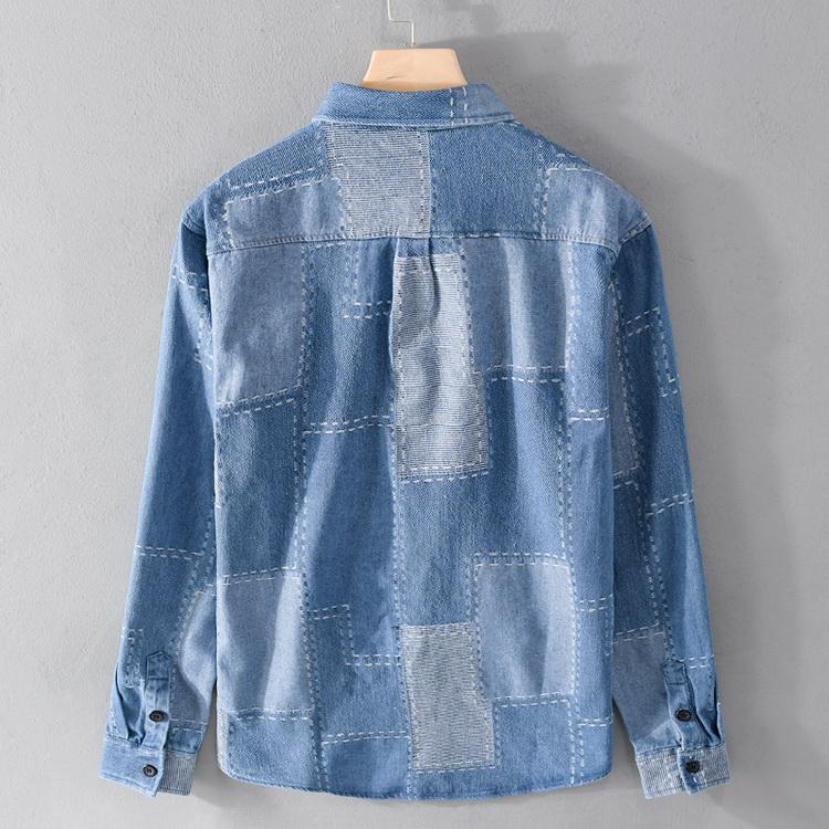 ダンガリーシャツ メンズ シャツ デニムシャツ カジュアルシャツ トップス チェック柄 長袖 秋服 秋物 父の日 |  | 12