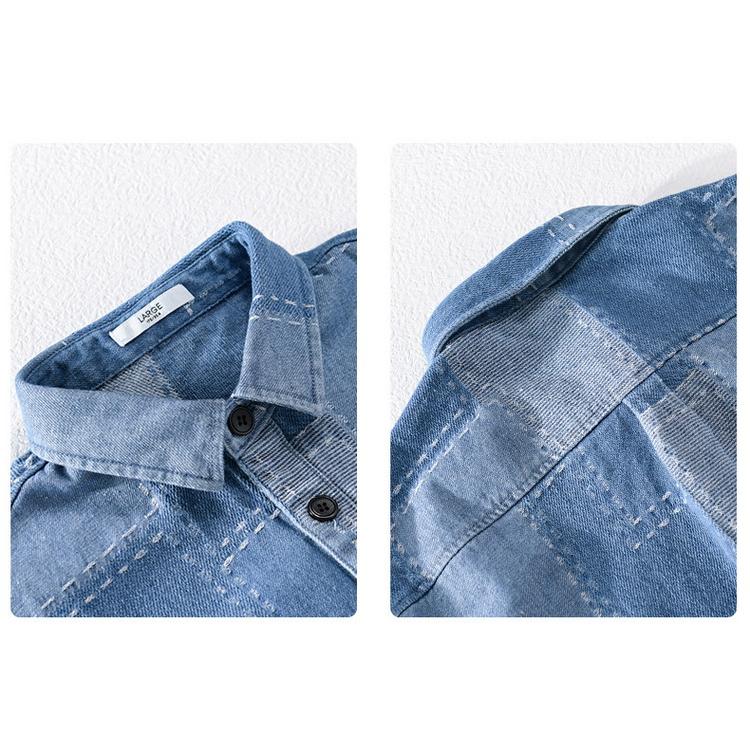 ダンガリーシャツ メンズ シャツ デニムシャツ カジュアルシャツ トップス チェック柄 長袖 秋服 秋物 父の日 |  | 14