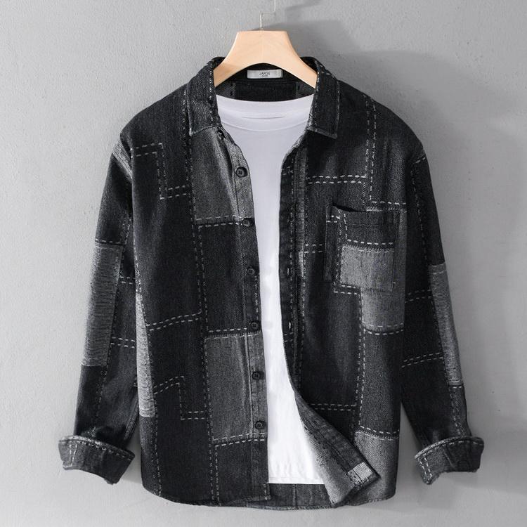 ダンガリーシャツ メンズ シャツ デニムシャツ カジュアルシャツ トップス チェック柄 長袖 秋服 秋物 父の日 |  | 16