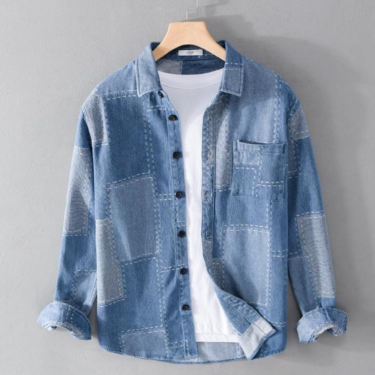 ダンガリーシャツ メンズ シャツ デニムシャツ カジュアルシャツ トップス チェック柄 長袖 秋服 秋物 父の日 |  | 11