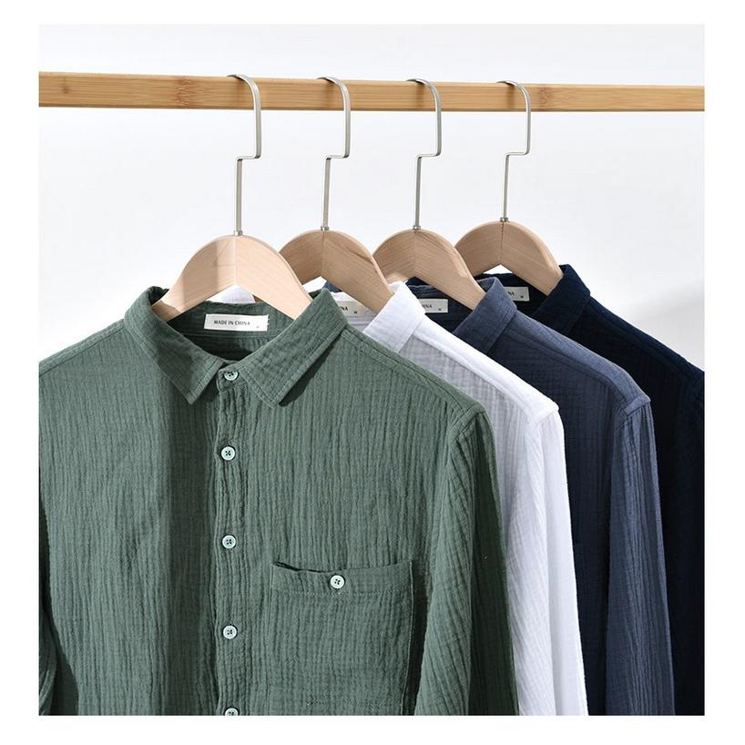 カジュアルシャツ メンズ コットンダブルガーゼ シャツ 長袖シャツ トップス ふんわり 100%綿 春 夏 秋 父の日 |  | 08
