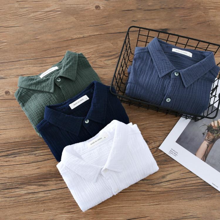 カジュアルシャツ メンズ コットンダブルガーゼ シャツ 長袖シャツ トップス ふんわり 100%綿 春 夏 秋 父の日 |  | 09