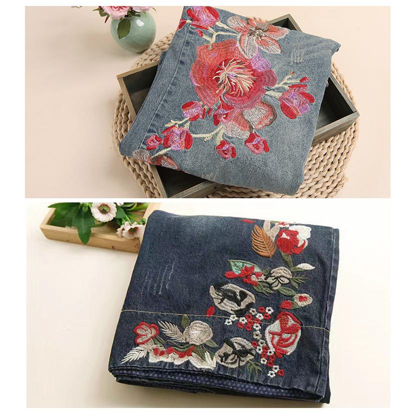 ワイドパンツ レディース デニム ジーンズ バギーパンツ 刺繍 花